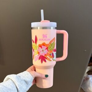 Stanley Pink Tumbler with Floral Design